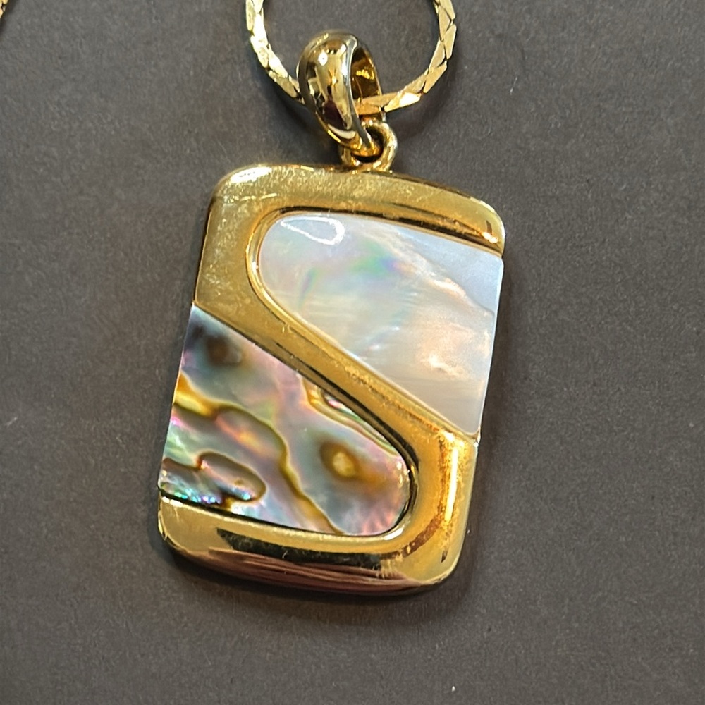 Gold Lia Sophia Abalone Pendant Necklace